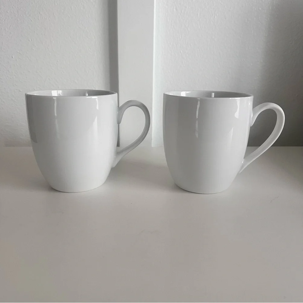 CRATE & BARREL Indonesia White 16oz Large Aspen Coffee Mugs Cups Replacements